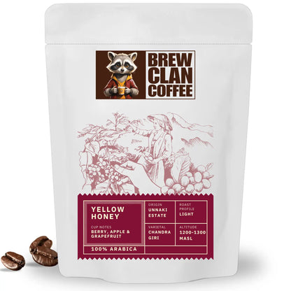 Unnaki Estate Yellow Honey – Light Roast | Whole Beans | Single Origin Specialty Coffee | 100% Arabica Chandra Giri | Berry, Apple & Grapefruit Notes | Freshly Roasted | Bag