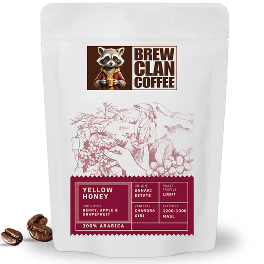 Unnaki Estate Yellow Honey – Light Roast | Whole Beans | Single Origin Specialty Coffee | 100% Arabica Chandra Giri | Berry, Apple & Grapefruit Notes | Freshly Roasted | Bag